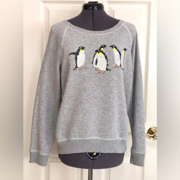 American Eagle Cozy Sequined Penguin Sweatshirt - Picture 1 of 16